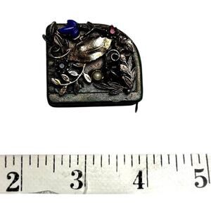Antique German Novelty Tape Measure DRGM 168329 Leaf Motif Poured Glass 30"